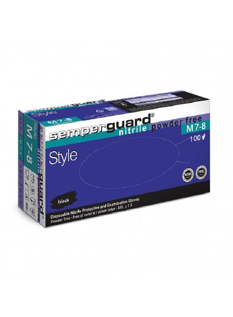Semperguard Nitril Style / Sapphire XP Black fekete kesztyű púdermentes M 100db/csomag