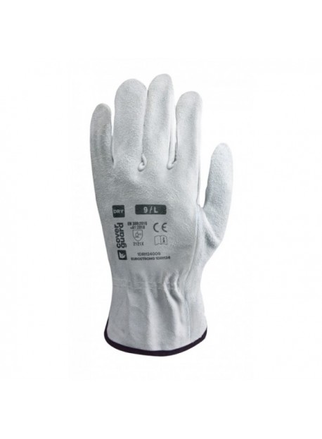 Bőrkesztyű, szürke színbőr, Bivaly hasíték kézhát 9-es