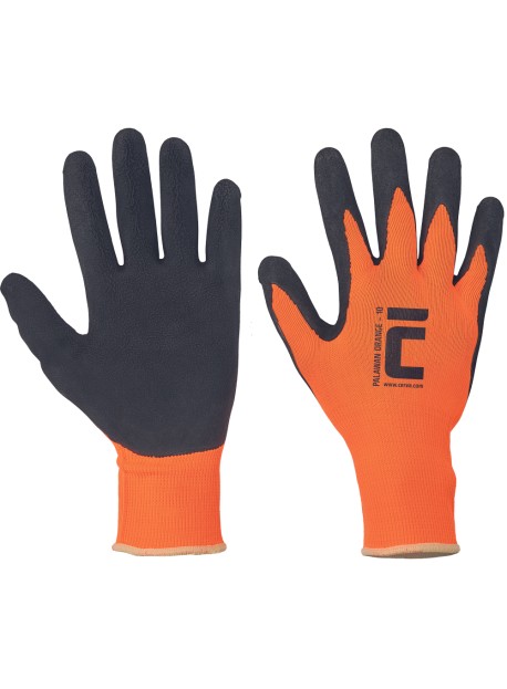 Palawan Orange tenyéren latex gumiban mártott kötött védőkesztyű 9-es