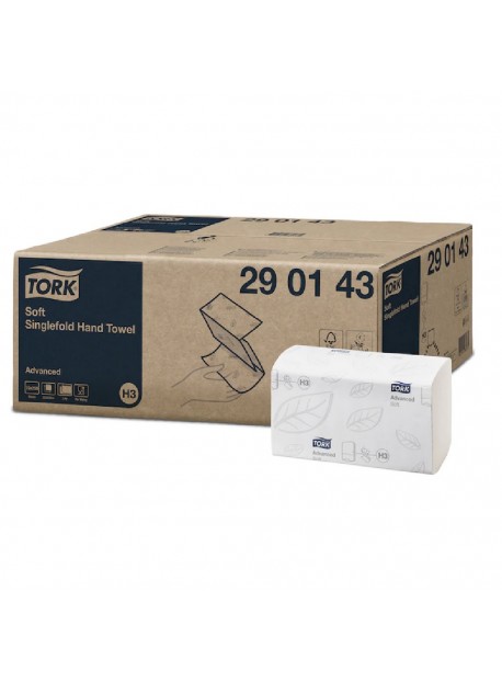 Tork Soft Singlefold Hand Towels Advanced V hajtogatott kéztörlő, 250 lap/csomag, 15 csomag/karton