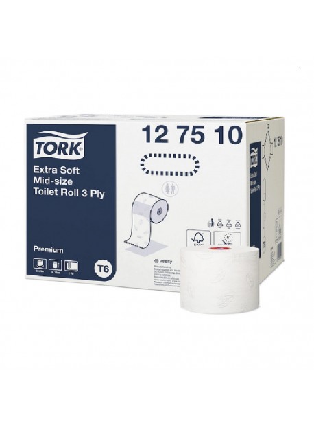 Tork Premium Extra Soft Mid-size toalettpapír3 réteg, 70m/tekercs, 27tekercs/karton