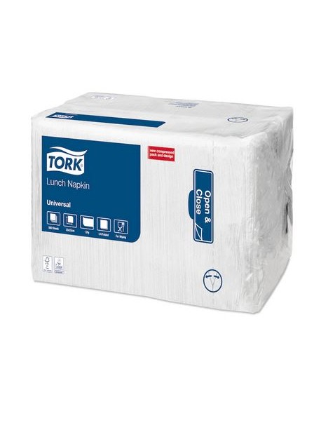Tork fehér Lunch szalvéta, 1/33, 1/4, 500 lap/csomag, 8 csomag/karton