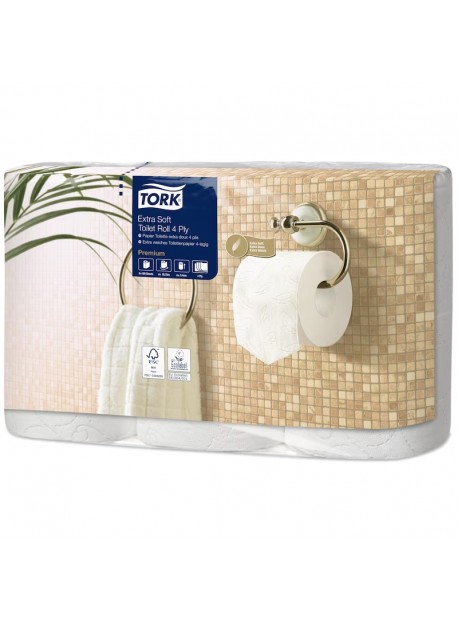 Tork Premium Extra Soft kistekercses toalettpapír 4 réteg, 150lap/csomag, 19,5m/tekercs, 6tekercs/csomag, 7csomag/karton