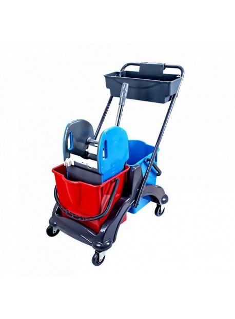 Takarítókocsi, műanyagvázas, 2x18 literes vödörrel