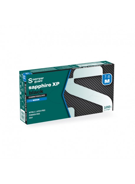 Semperguard Sapphire XP Black púdermentes nitril munkavédelmi kesztyű, L-es, 100db/doboz
