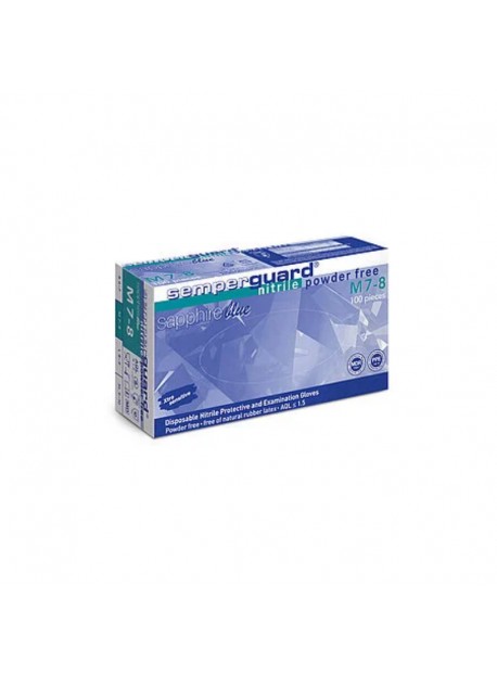 Semperguard Sapphire, púdermentes nitril munkavédelmi kesztyű M-es 200db/doboz
